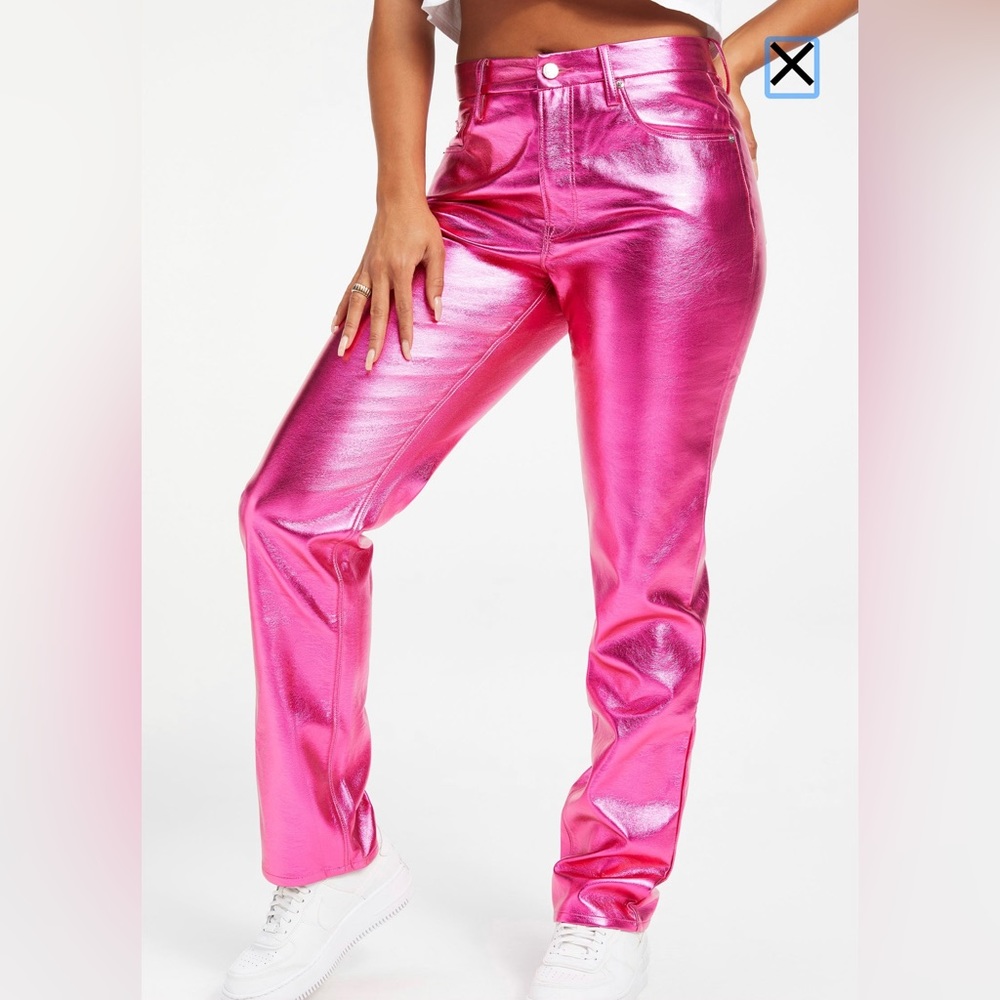 Hot Pink Good American Icon Metallic Pants💕